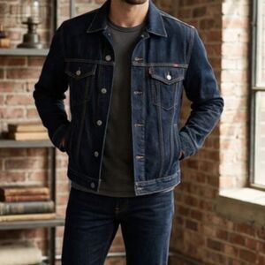 Lucky Brand Dungarees Jean Jacket Mens M Trucker USA Grunge Biker Y2K Hipster